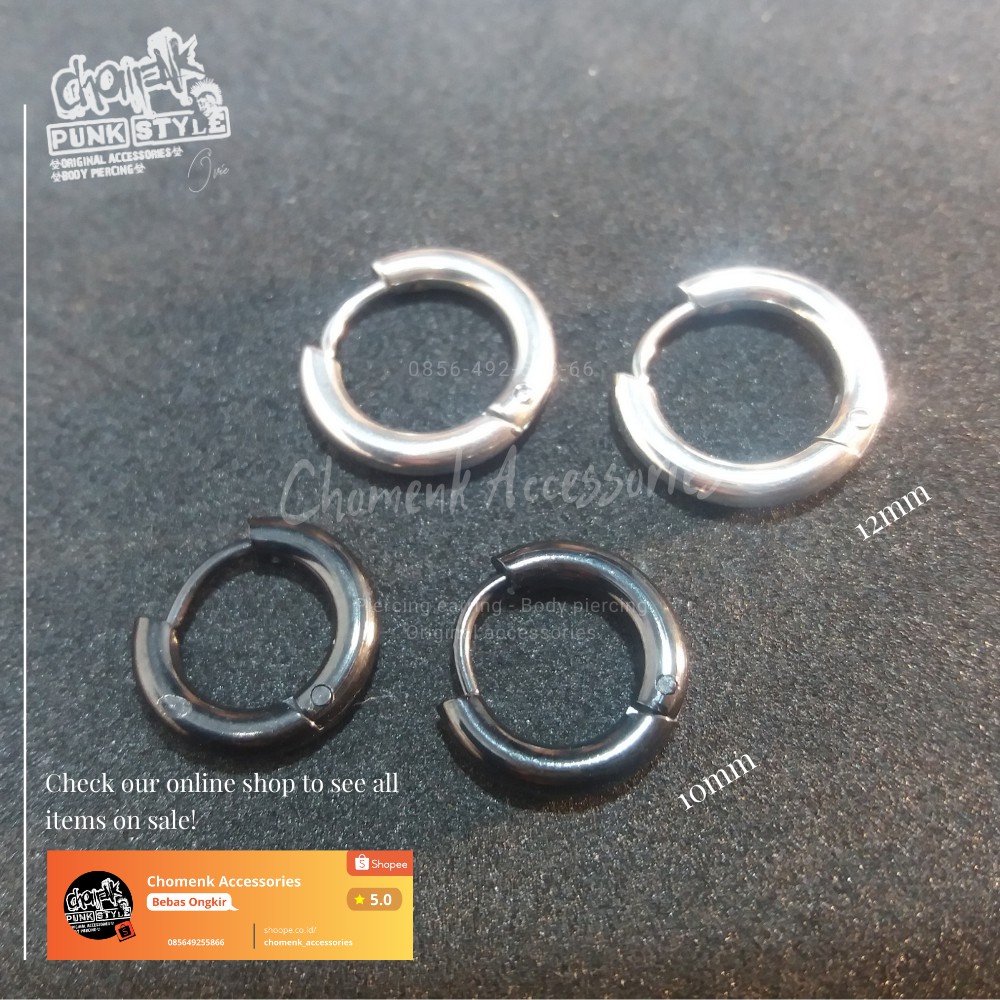 anting tindik anting pria anting jepit black silver anting titanium anting tindik barbel pria