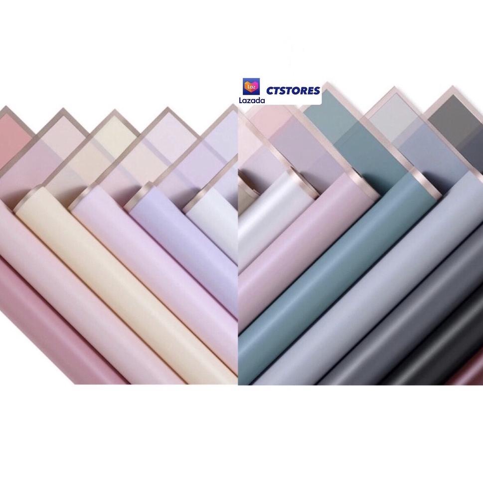 

➢ *5 LEMBAR* Kertas Cellophane Buket Bunga [Gold Line] Flower Wrapping Paper Celophane / Chellophane Murah untuk Snack Uang ㊟