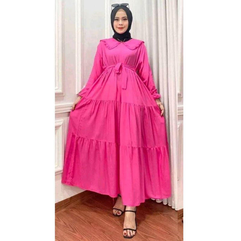 GAMIS NOORA JUMBO RAYON SUPER POLOS REMPEL SUSUN wanita remaja polos