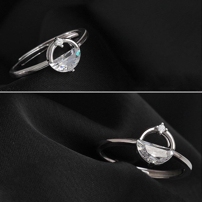 Cincin Wanita Bahan Titanium Steel S925 Hias Kristal Berlian Gaya Korea Untuk Pernikahan