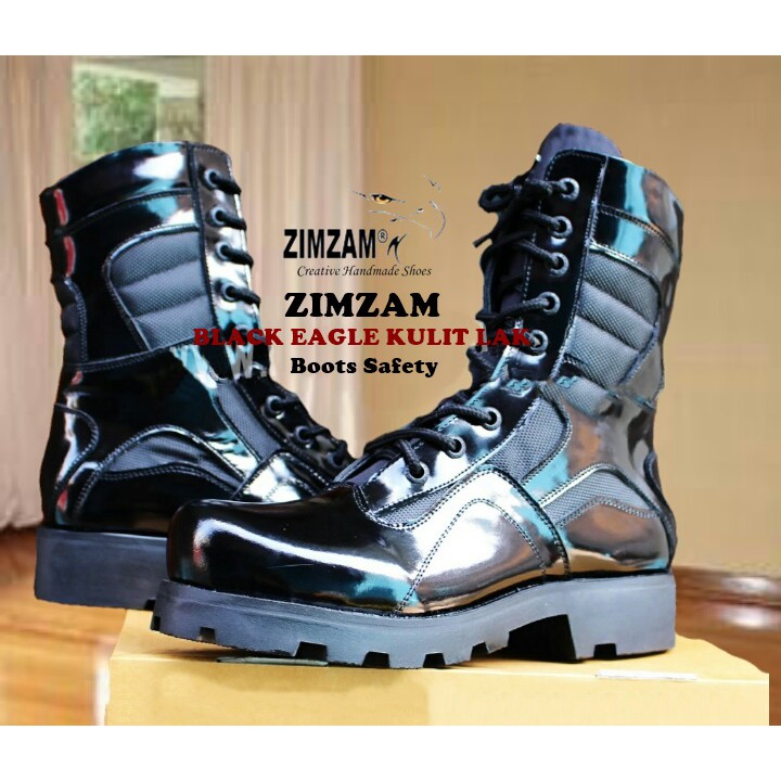 SEPATU SAFETY BOOT PRIA PDL BLACK EAGLE HITAM MENGKILAP