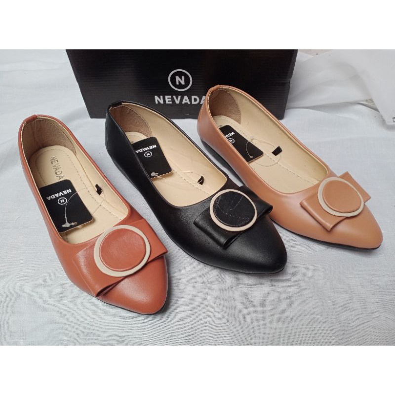 Flatshoes nevada sepatu kerja wanita hitam