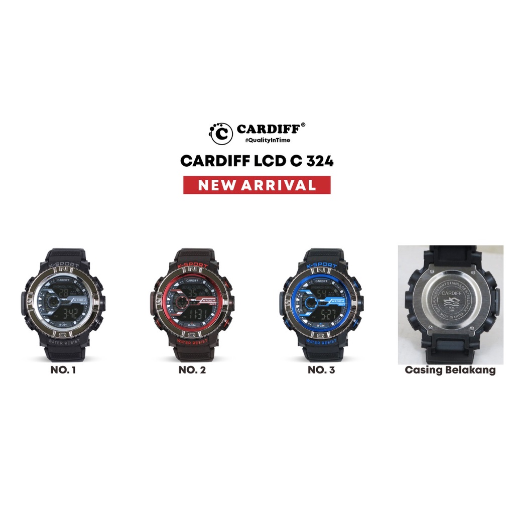 Jam Tangan Digital Murah Cardiff Anti Air LCD C 324