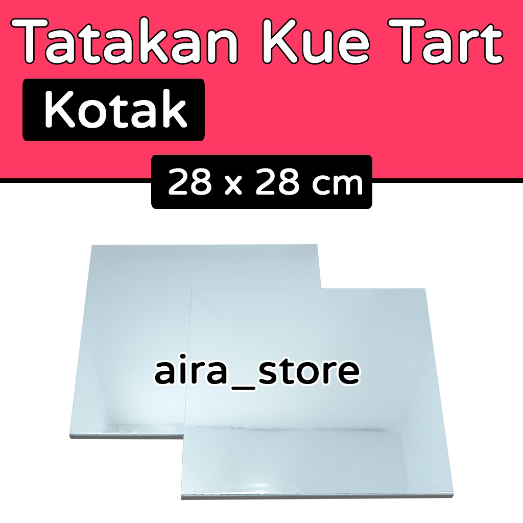 Tatakan Kue Tar Kotak Silver - 28 x 28 cm