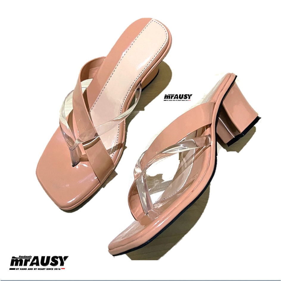 Sandal Heels Wanita Japit Strap mrAUSY Hak 5 cm Jelly