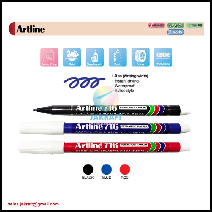 

Spidol Permanen Kecil Artline Permanent Marker Ek-716 Anti Air 1.0 Mm