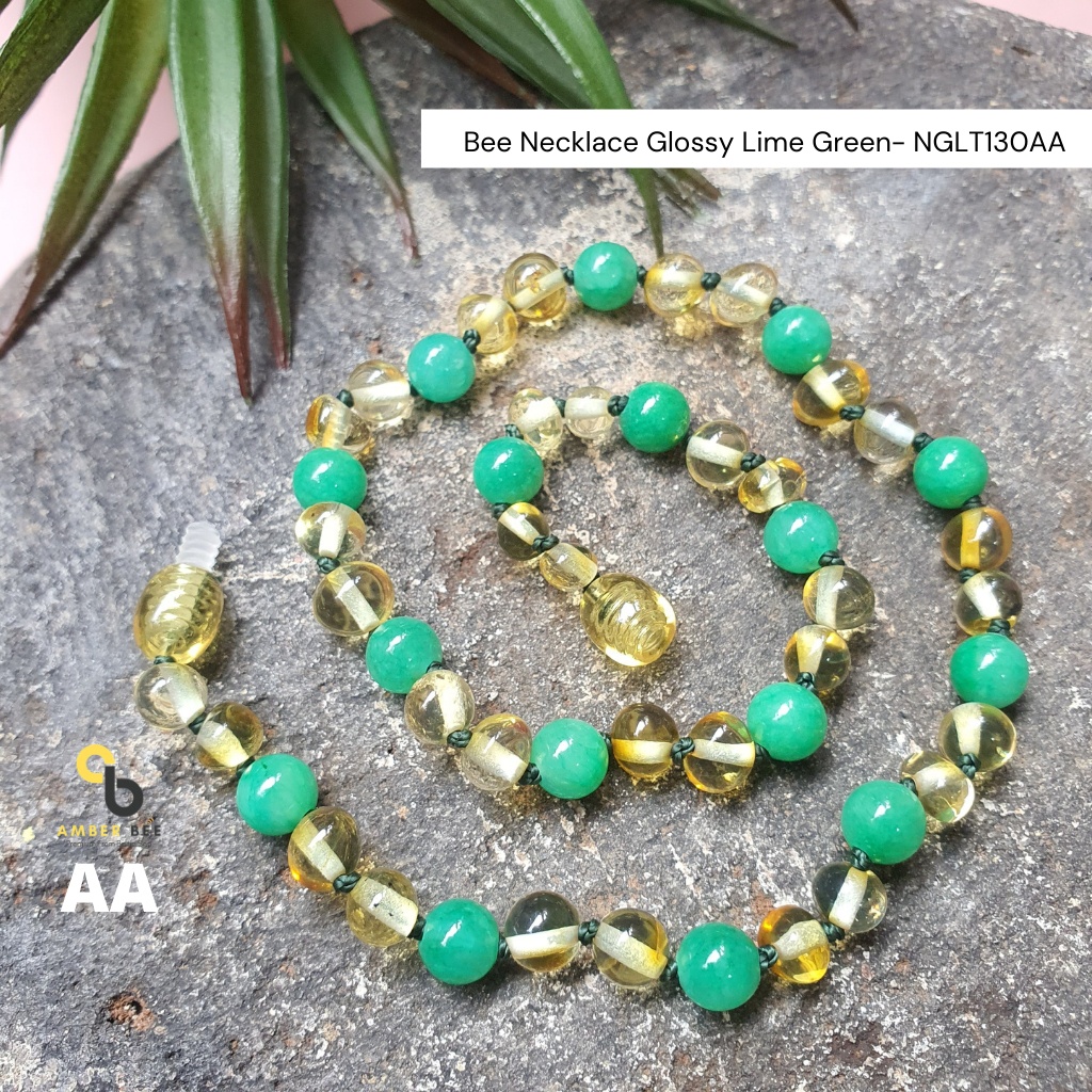 Kalung Amber Baby &amp; Anak Premium Glossy Lemon Turquoise Green NGLT130 By Amber Bee