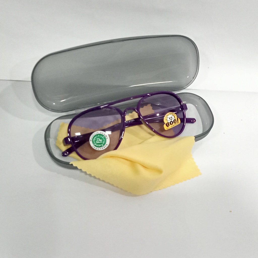 kacamata anak hitam bening laki perempuan aviator plastk BL murah sunglass fashion TK SD unik keren-ungu +box