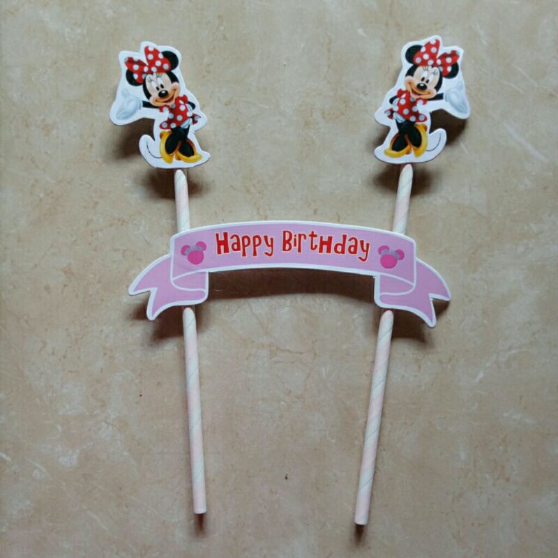 topper sedotan topper toper cake hiasan kue ulang tahun karakter Minnie mouse mini mouse