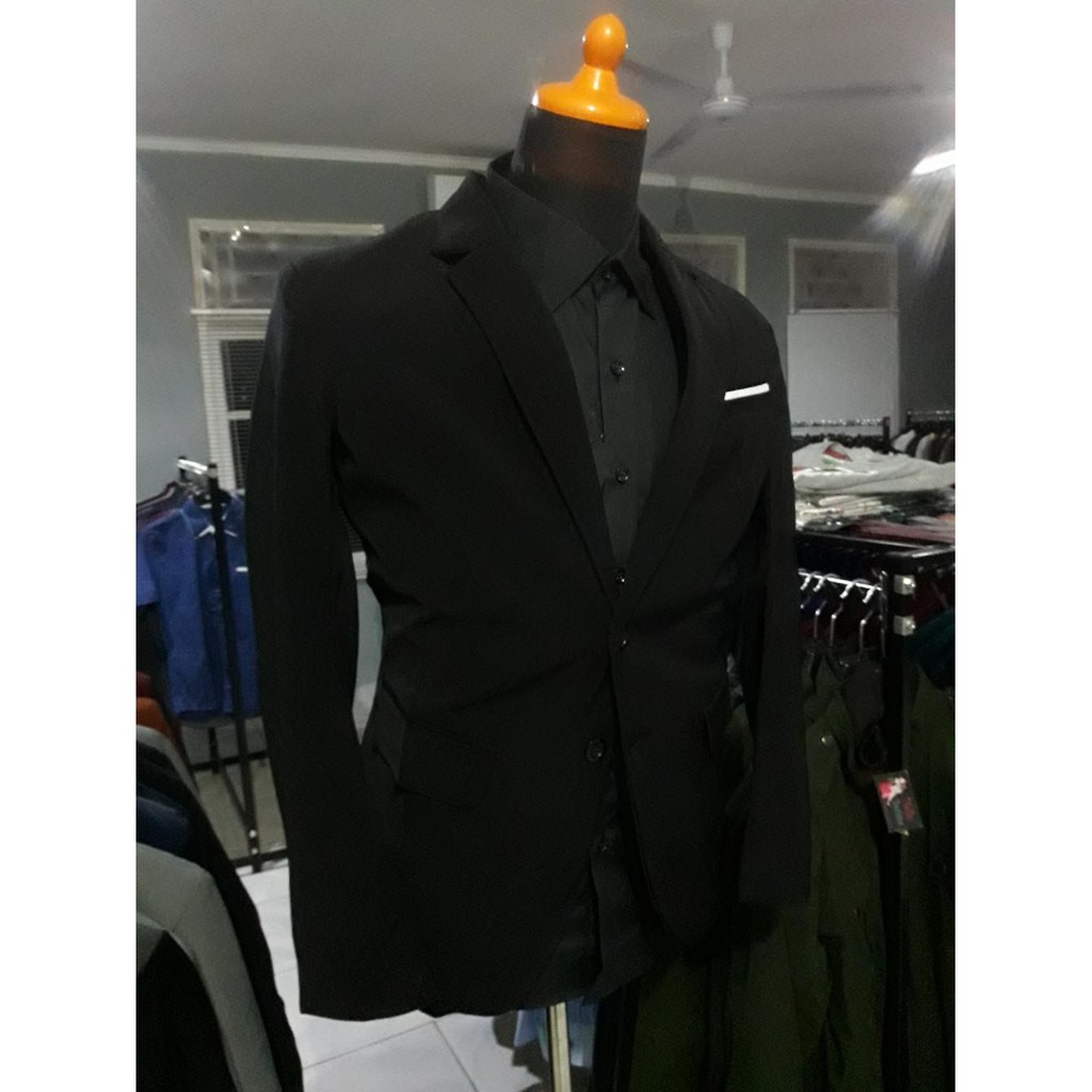 JAS PRIA MODEL SLIMFIT WARNA HITAM FORMAL WISUDA WEDDING NIKAH PESTA BAHAN HIGH TWIST PREMIUM
