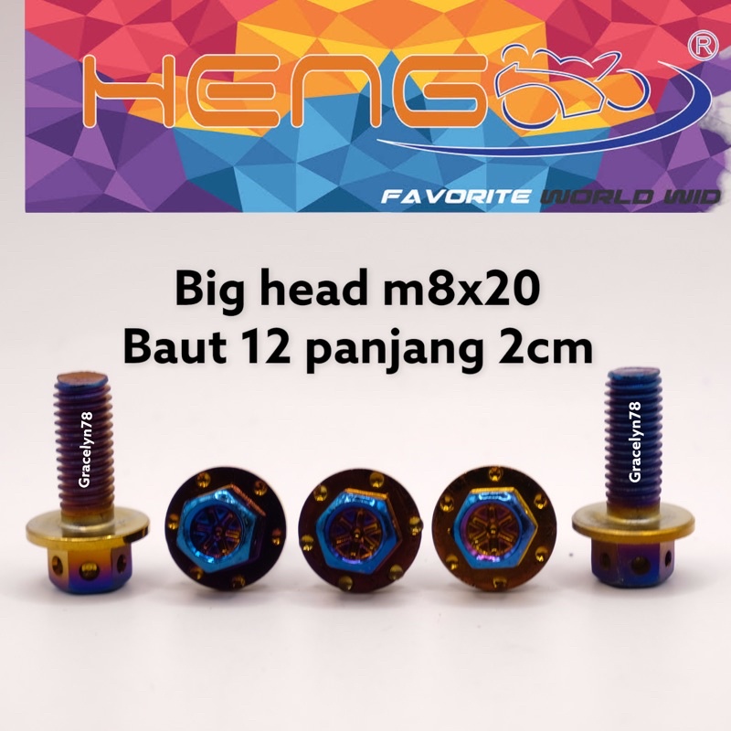 baut probolt BIG HEAD flower HENG m8x20 8x20 2tone twotone baut 12 panjang 2cm