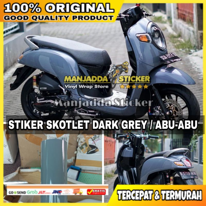 STIKER SKOTLET MOTOR WARNA DARK GREY STIKER MOTOR ABU-ABU