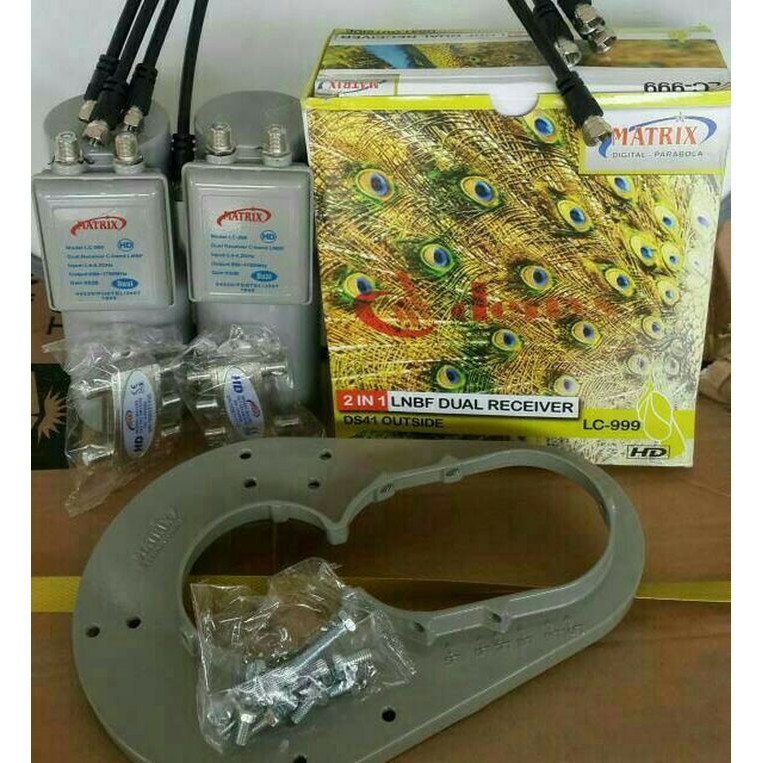 Murah LNB C Band 2in2 Matrix Twin LNB Dual Out 2 Satelit 2 Receiver Limited