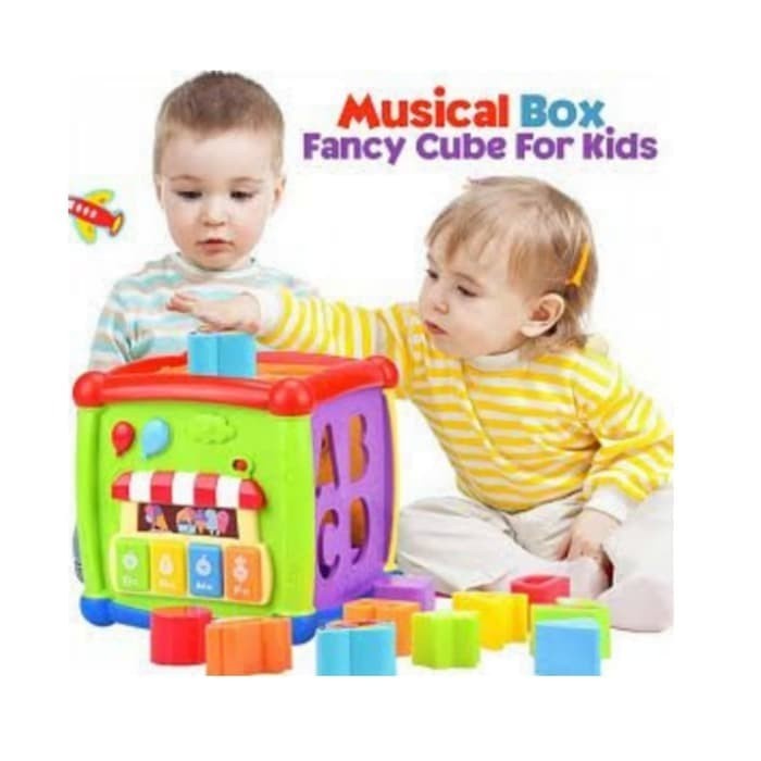 Baby Toys Mainan Edukasi Anak Bayi Balita  1 2 3 4 Tahun Fancy Cube Shape Sorting Box Musik Piano Kubus HE0520- Kado mainan Multifungsi