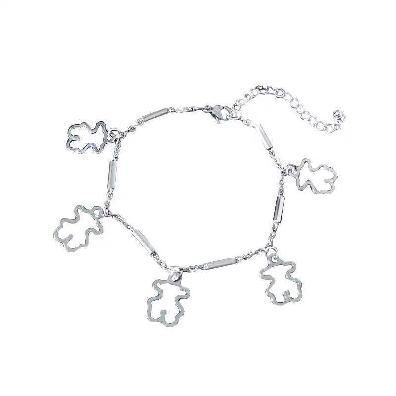 Korean Hip Hop Style Bracelet Lock Ceoss Bear Pendant