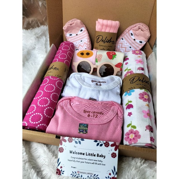 Hampers Bayi New Born Baby Boy/Girl Kado Bayi Lahir, Baju Bayi, Bedong, Gift Box Baby-Jumper D Girl