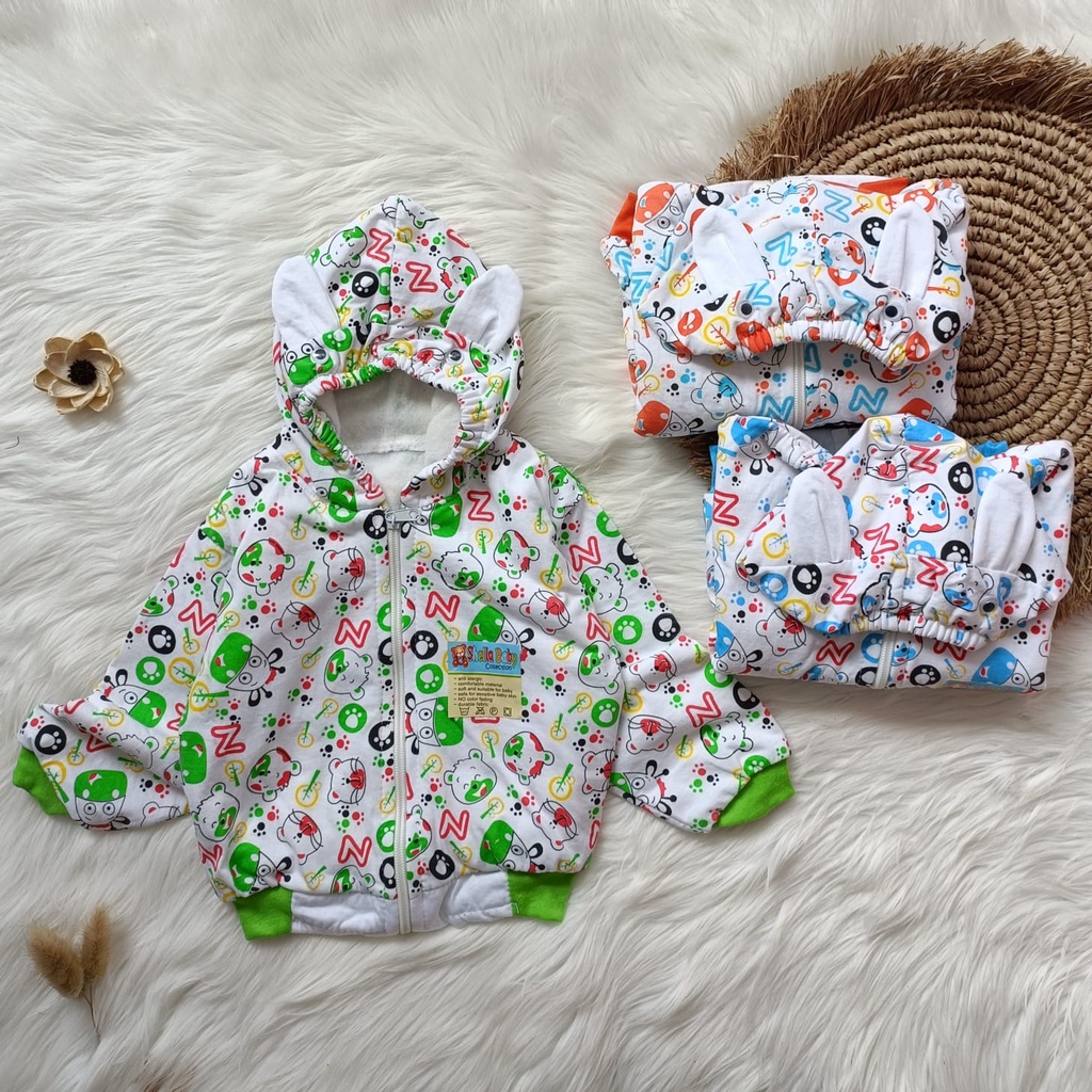 jaket bayi motif animals putih 3-12 bulan