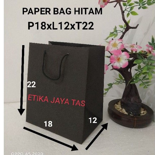 PAPER BAG/ TAS KERTAS HITAM 20X25