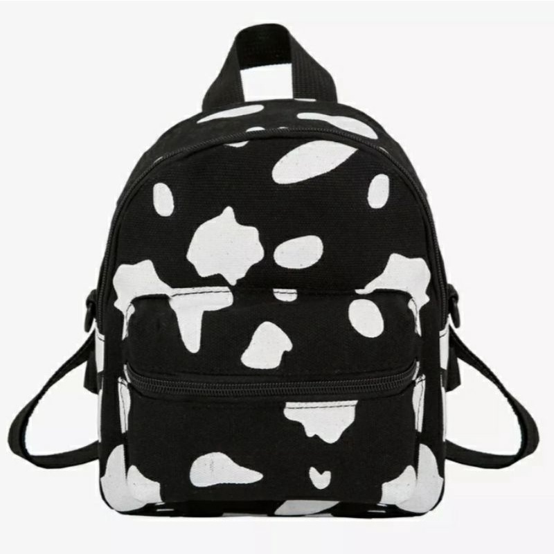 dem_sare / DS1094 - Tas Ransel Anak Sekolah Mini Terbaru Motif Sapi lucu Tas Ransel Anak Sekolah Backpack Mini Motif Cow-Hitam