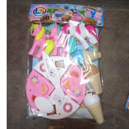 mainan anak masakan ice crem bungkus kuda poni bahan plastik