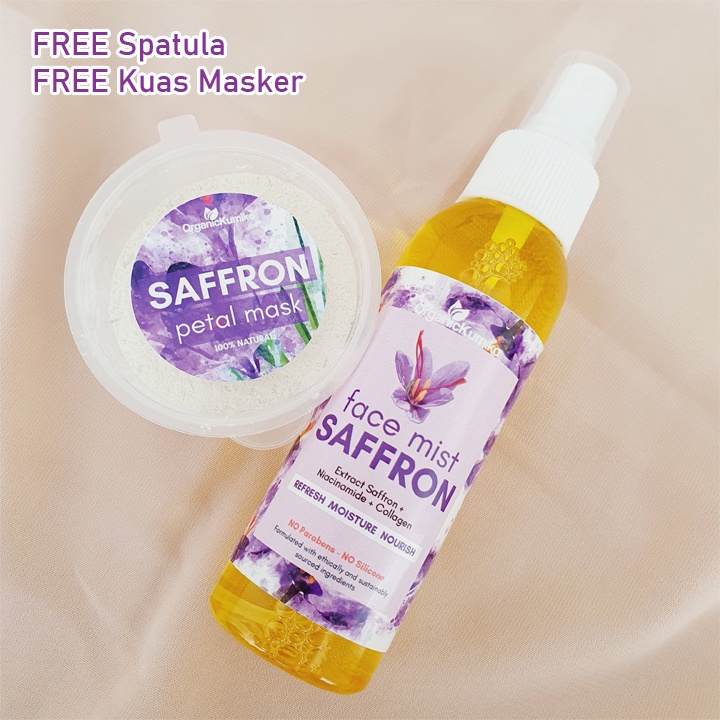 SET FACEMIST + MASKER SAFFRON ORGANIC KUMIKO AIR SAFFRON SPRAY DAN MASKER OBAT JERAWAT BPOM