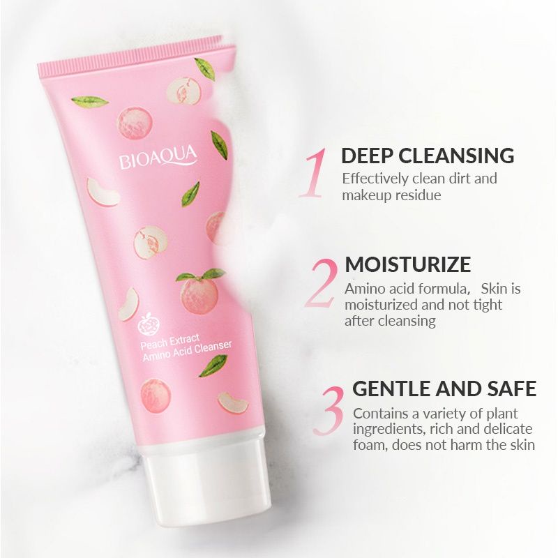 {DS}【BPOM】BIOAQUA face wash Peach Extract Amino Acid Cleanser