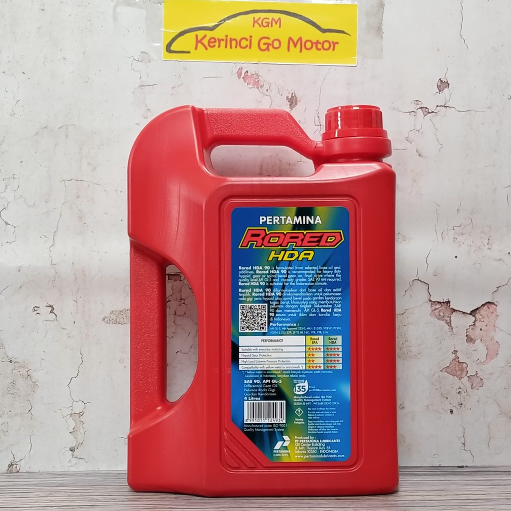 OLI RORED HDA SAE 90 4L GALON PERTAMINA - OLI RORED HDA 90 RODA GIGI