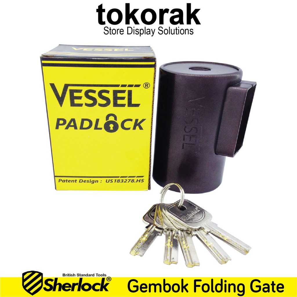 GEMBOK VESSEL FOLDING GATE SHERLOCK GEMBOK TABUNG RUKO GUDANG TOKO