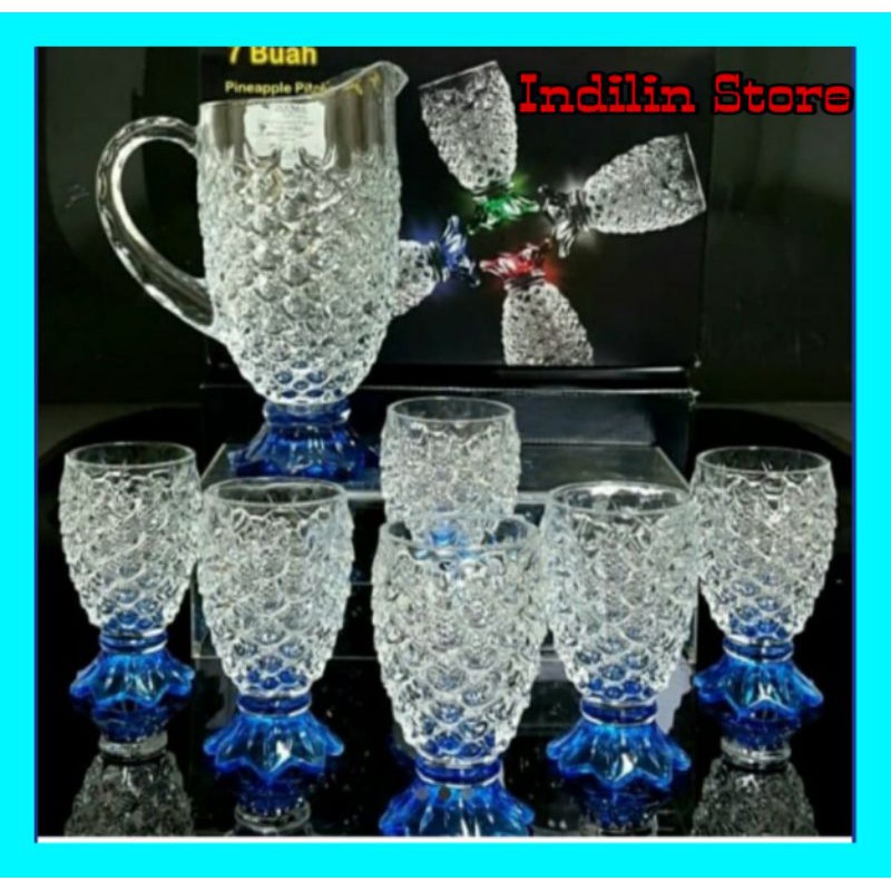 Gelas nanas set kaca kristal no plastik Vicenza Warna Cantik