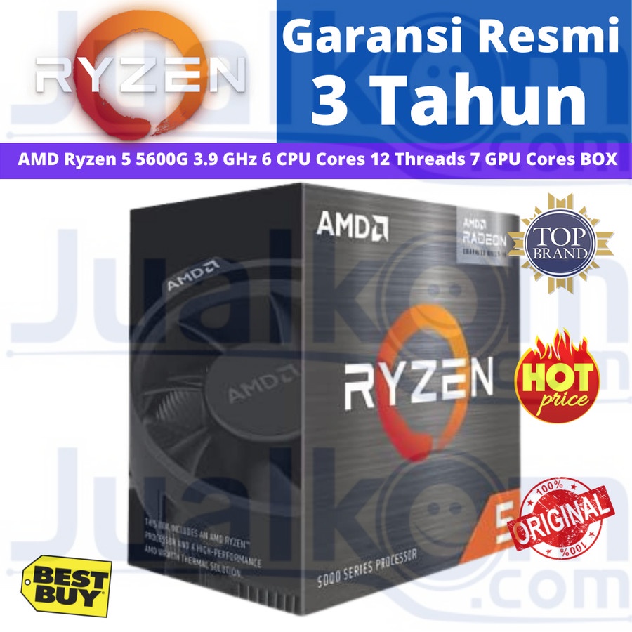 AMD Ryzen 5 5600G 3.9GHz 6 CPU Cores 12 Threads 7 GPU Cores Box Resmi
