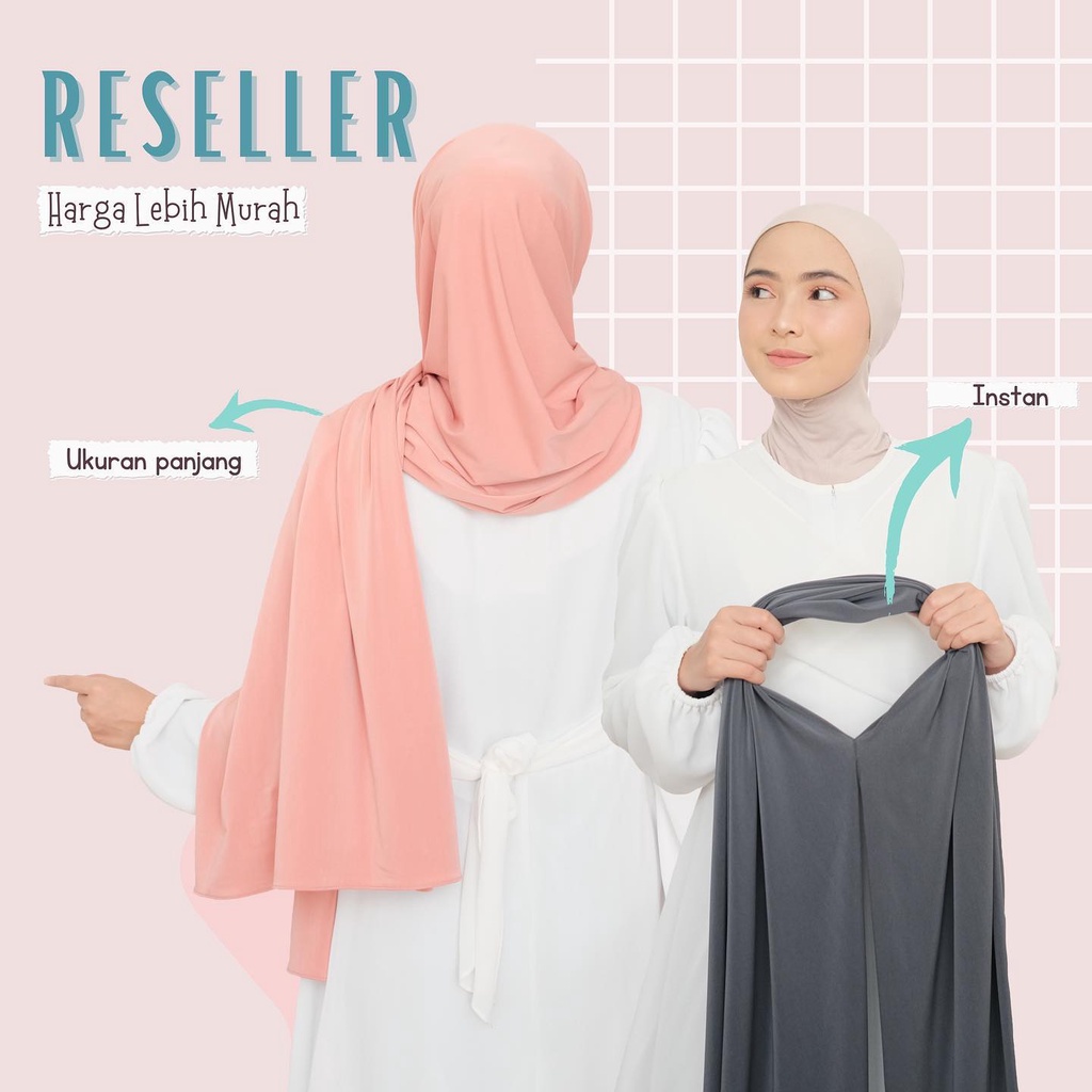 atalyahijabstore - Pashmina Instan 2 in 1 Kerudung Jersy Amira / Hijab Instan berkarakteristik Halus