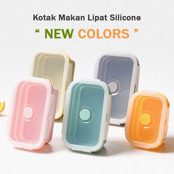 Kotak Makan Lipat SATUAN Expandable Bahan Silicone Lunch Box S M L XL