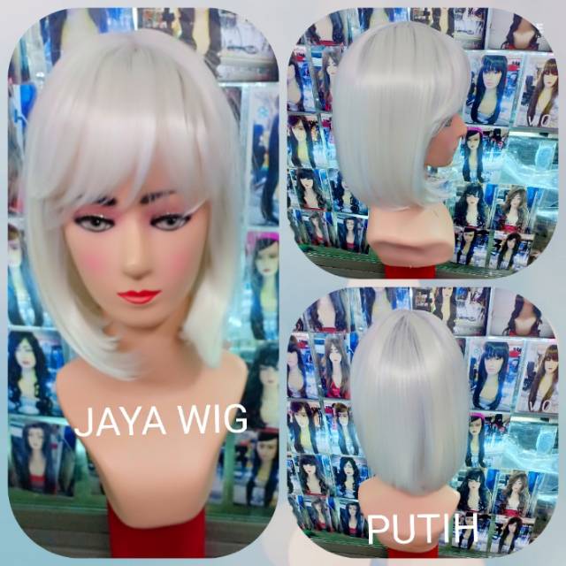 Wig Bob pendek putih