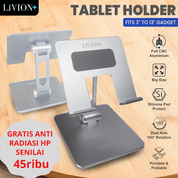 Stand Holder Ipad Pro Tablet Livion+ Dudukan Aluminium Ipad Big Size