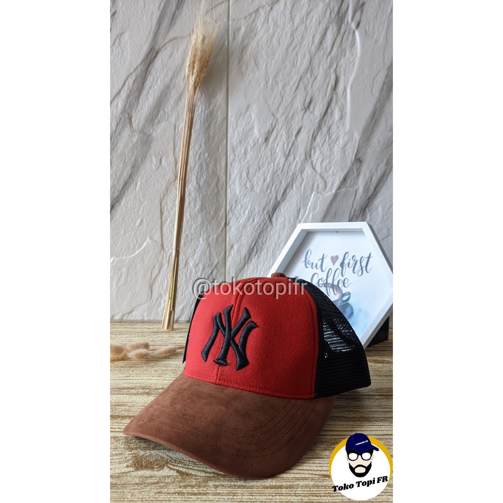 Topi Baseball Pria NY Bahan Rafel Jaring-Suede/Topi Murah/Topi Kualitas Distro/Topi Casual