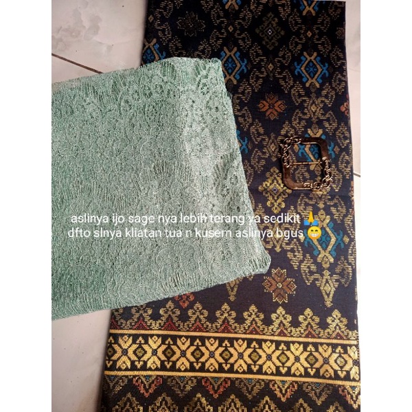COD SETELAN KEBAYA CAPE BROKAT mewah kebaya Bridesmaid seragaman pager ayu kebaya wisuda Kebaya jumbo-SET CAPE HIJAU SAGE