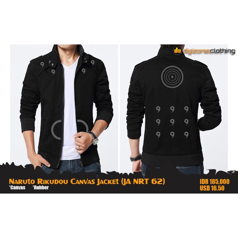 Jaket Anime Naruto Rikudo Semi Cosplay Canvas Hitam JA NRT 62