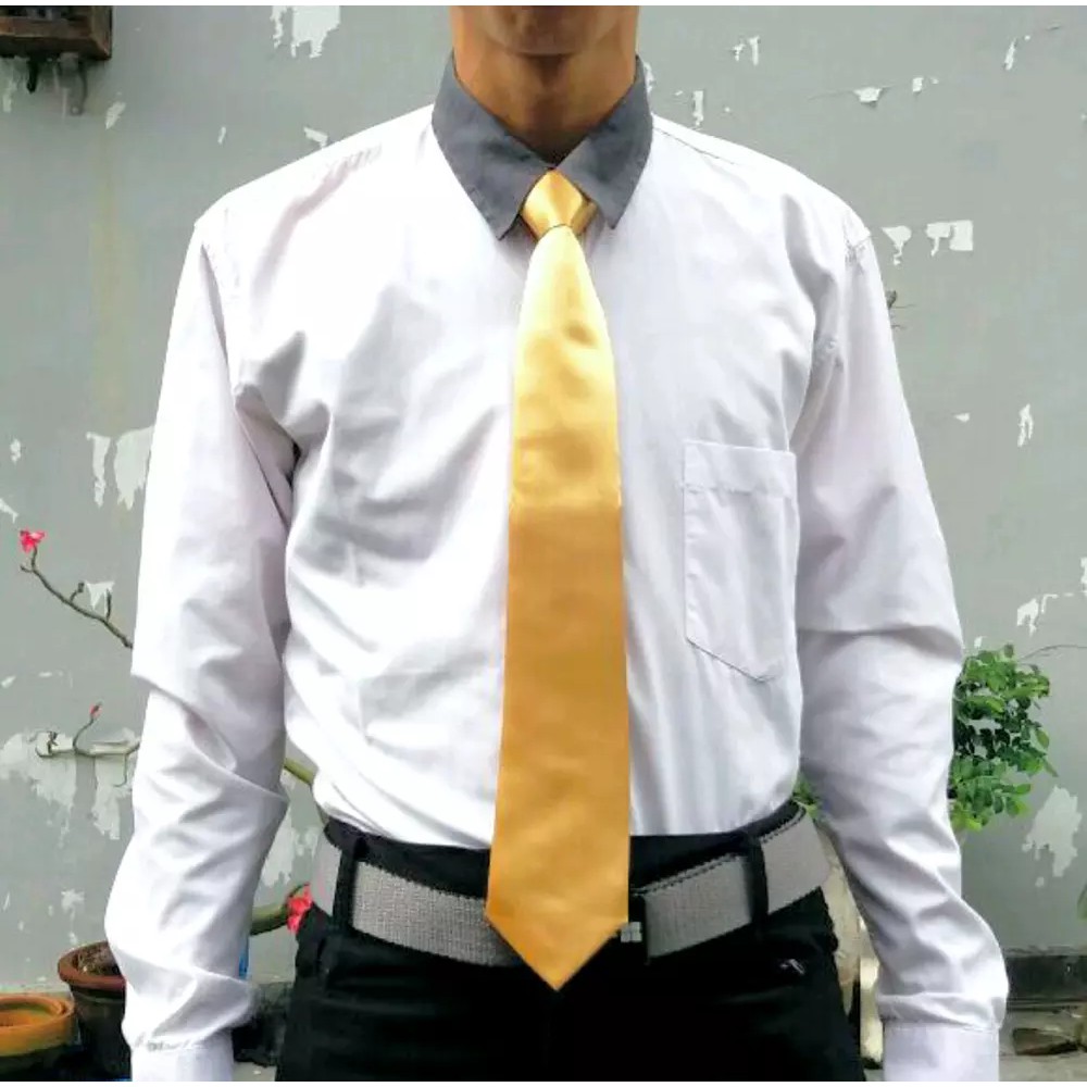 Dasi Panjang Polos Gold Emas