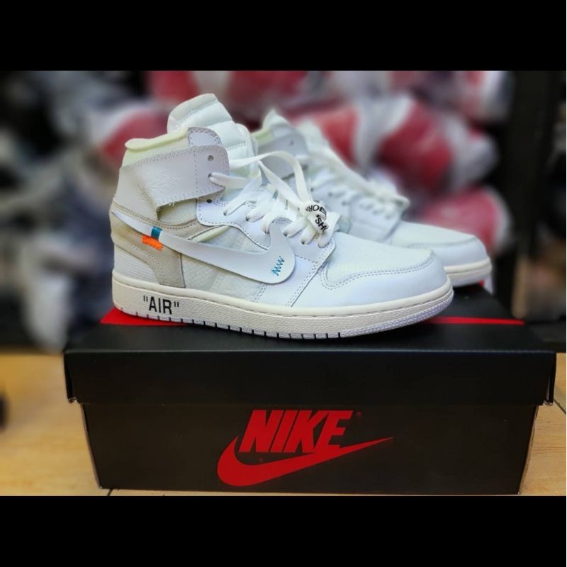 sepatu nike air jordan 1 high x off white "white" premium