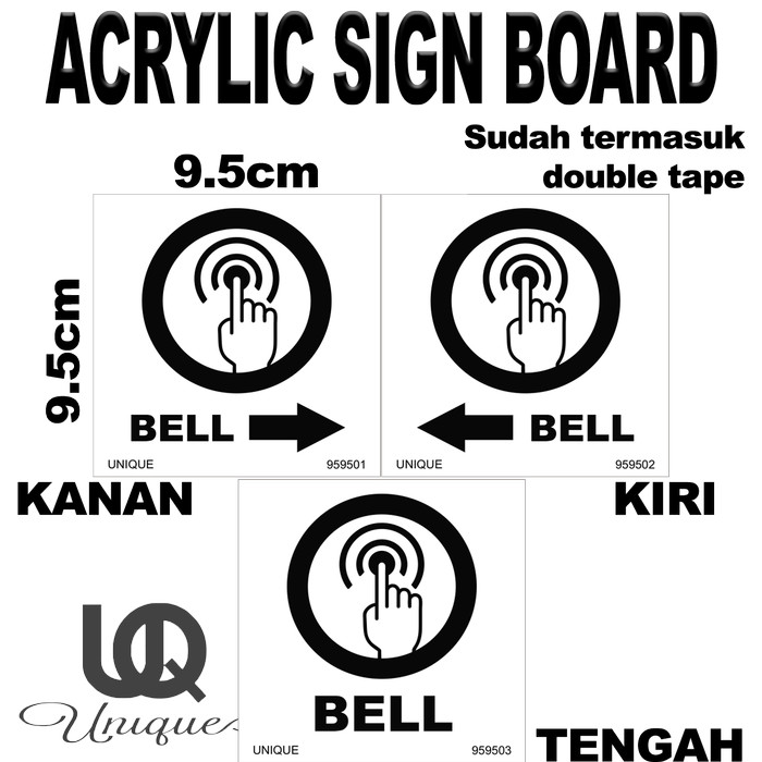 Bell Akriliik Sign Board - Papan Label Acrylic