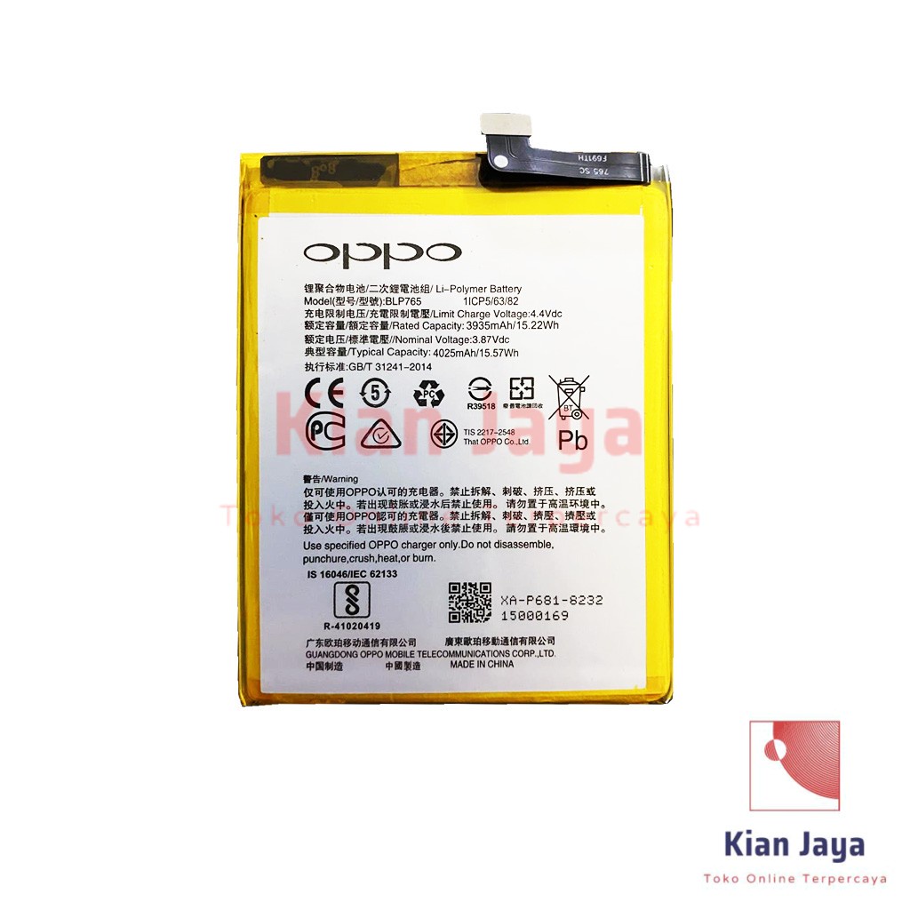 Baterai Oppoo Reno 3 / BLP765 Original OEM Batre Batrai Battery Hp BLP 765 Ori