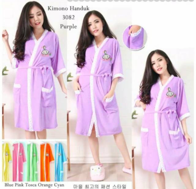 VF - Kimono Handuk Dewasa / Baju Handuk Kombinasi Bordir M