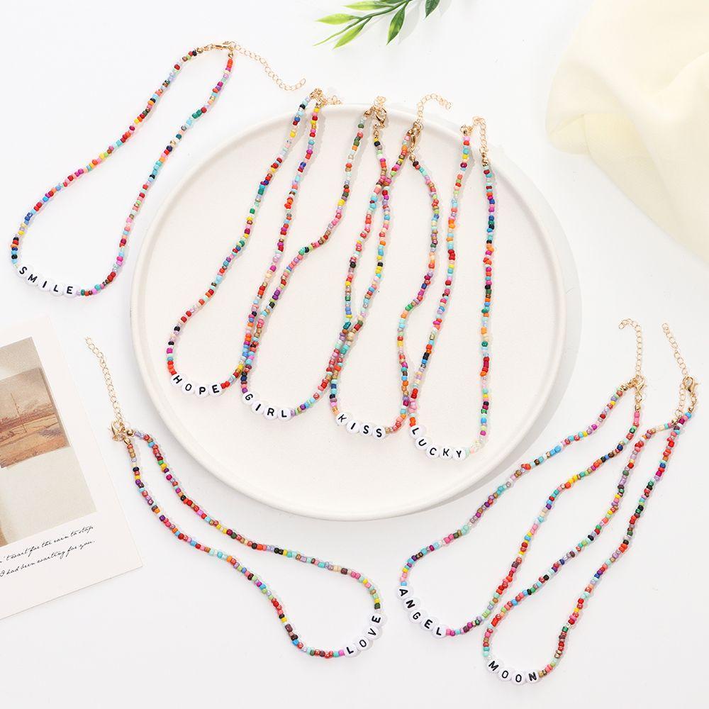 R-flower Rice Bead Necklace Fashion Bohemia Kalung Warna-Warni Pantai