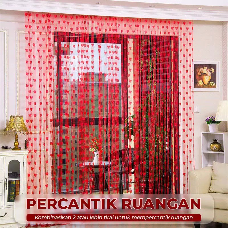 Tirai benang motif LOVE import Tirai benang kamar