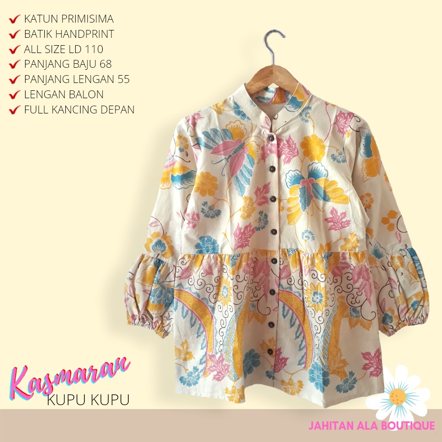 Blouse sekar arum rempel batik solo wanita kerja batik atasan kerja modern