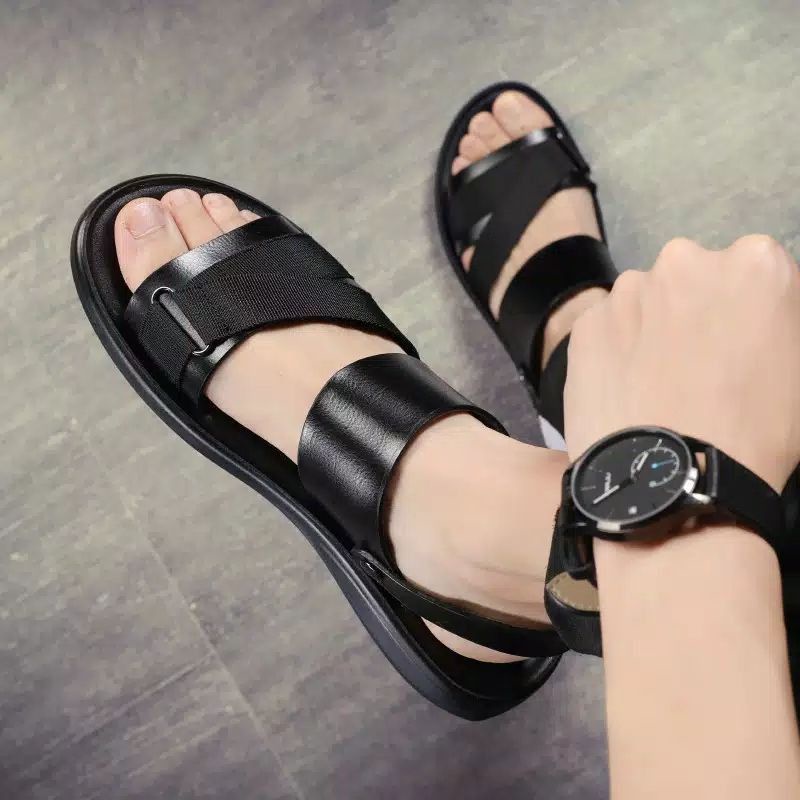 Brody BRAVO Sandal pria casual  sandal slop puyuh kekinian model birken ban dua-Hitam