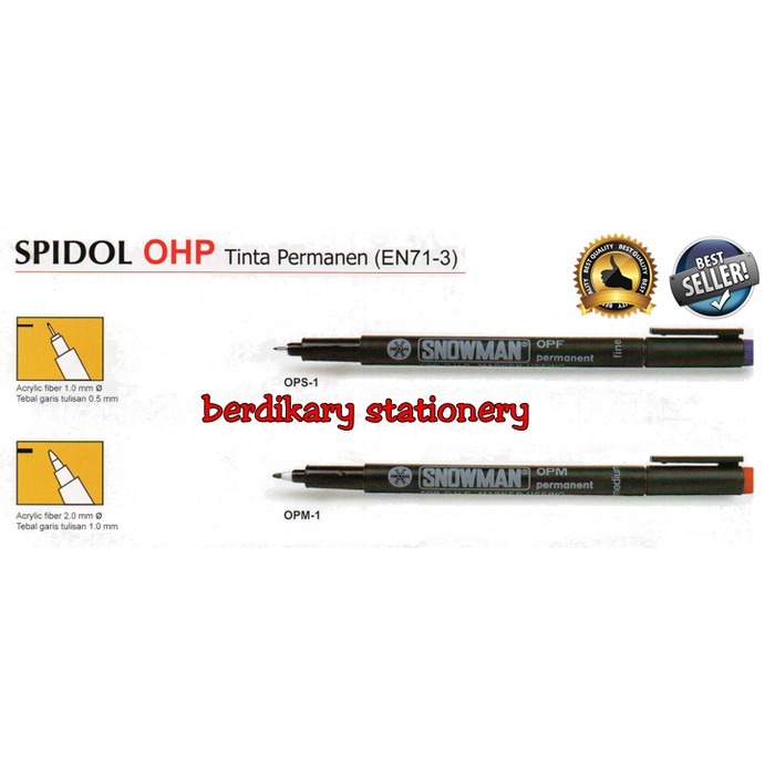 

Promo SPIDOL SNOWMAN PERMANENT TIPE OHP OPF DAN OPM Diskon