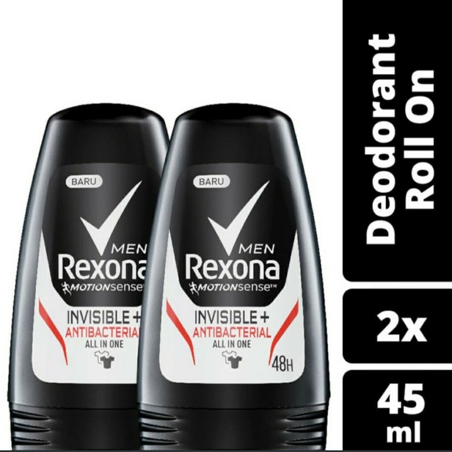 Rexona Men Invisible Anti Bacterial Motion Sense Roll On 45Ml TwinPack