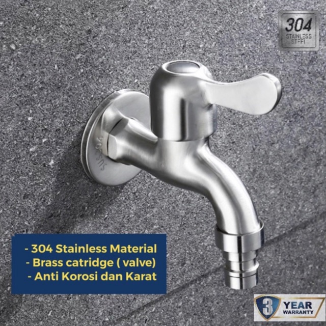 Kran Air Keran Tembok Taman Cucut - Kran Mesin Cuci Stainless - Wall Faucet KTM 1000