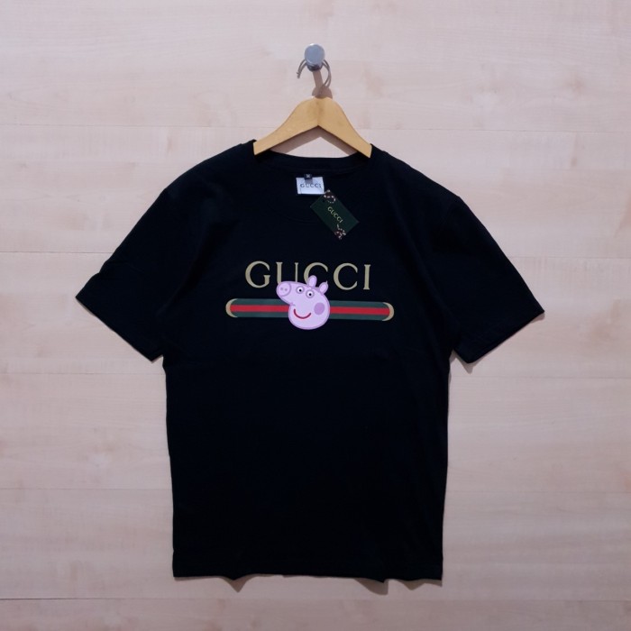 KAOS T SHIRT GUCCI LOGO X PEPPA PIG TEE BLACK - M